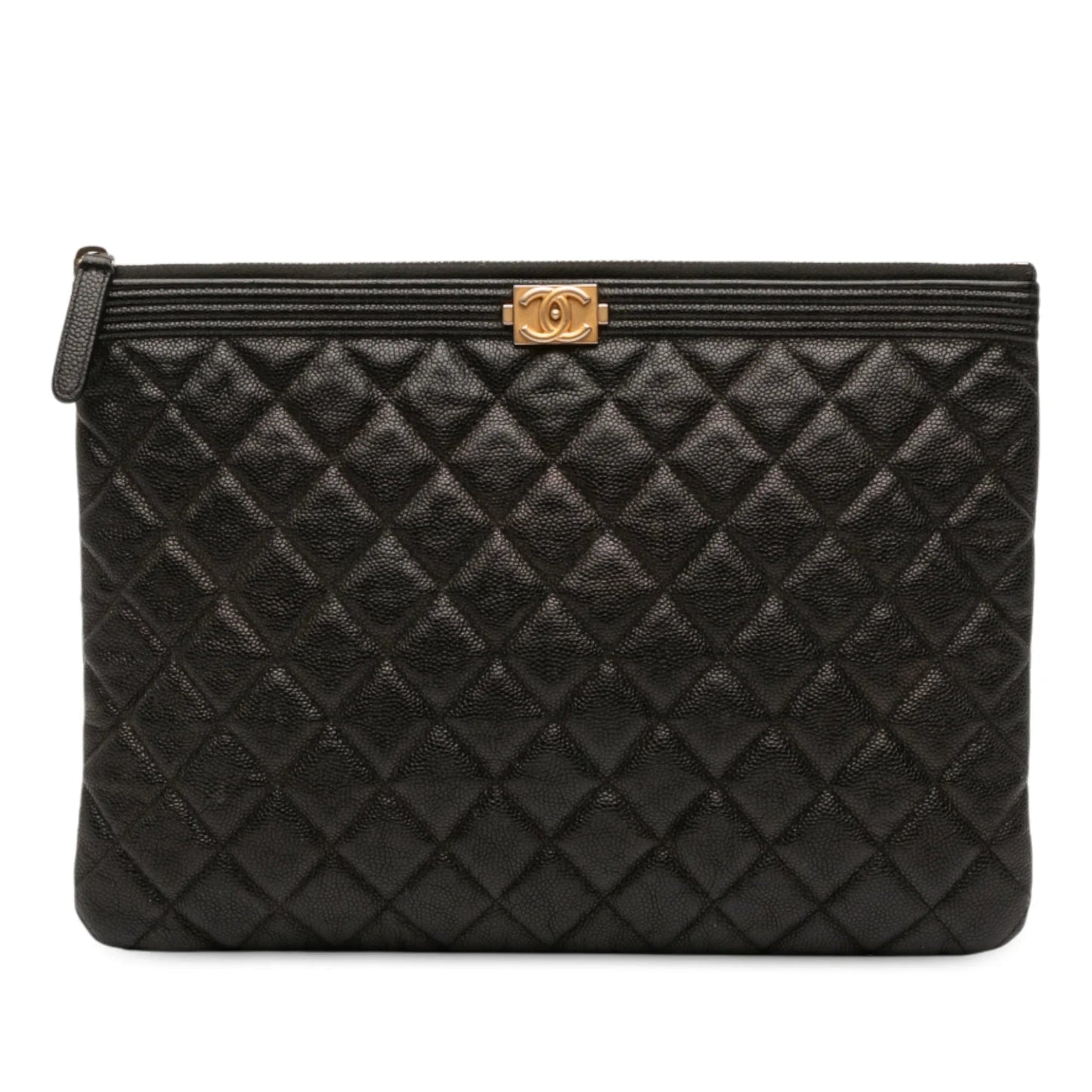Black Chanel Medium Quilted Caviar Boy O Case Clutch