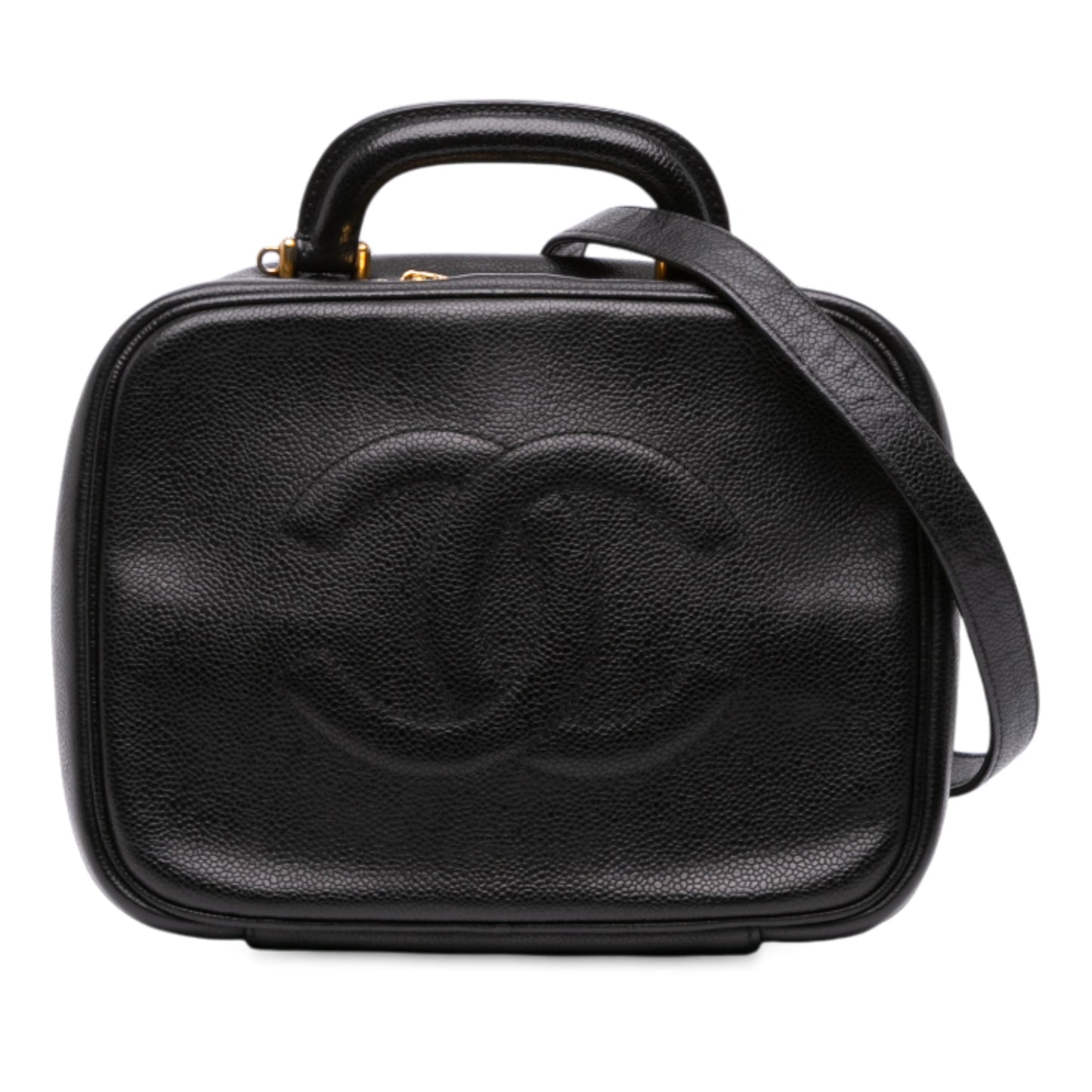 Black Chanel CC Caviar Vanity Case Satchel