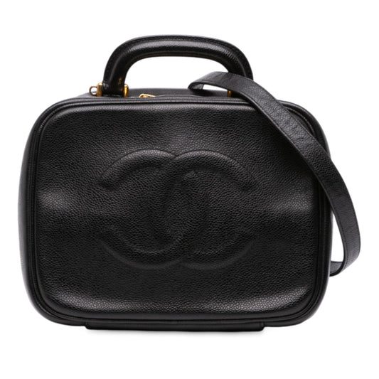 Black Chanel CC Caviar Vanity Case Satchel