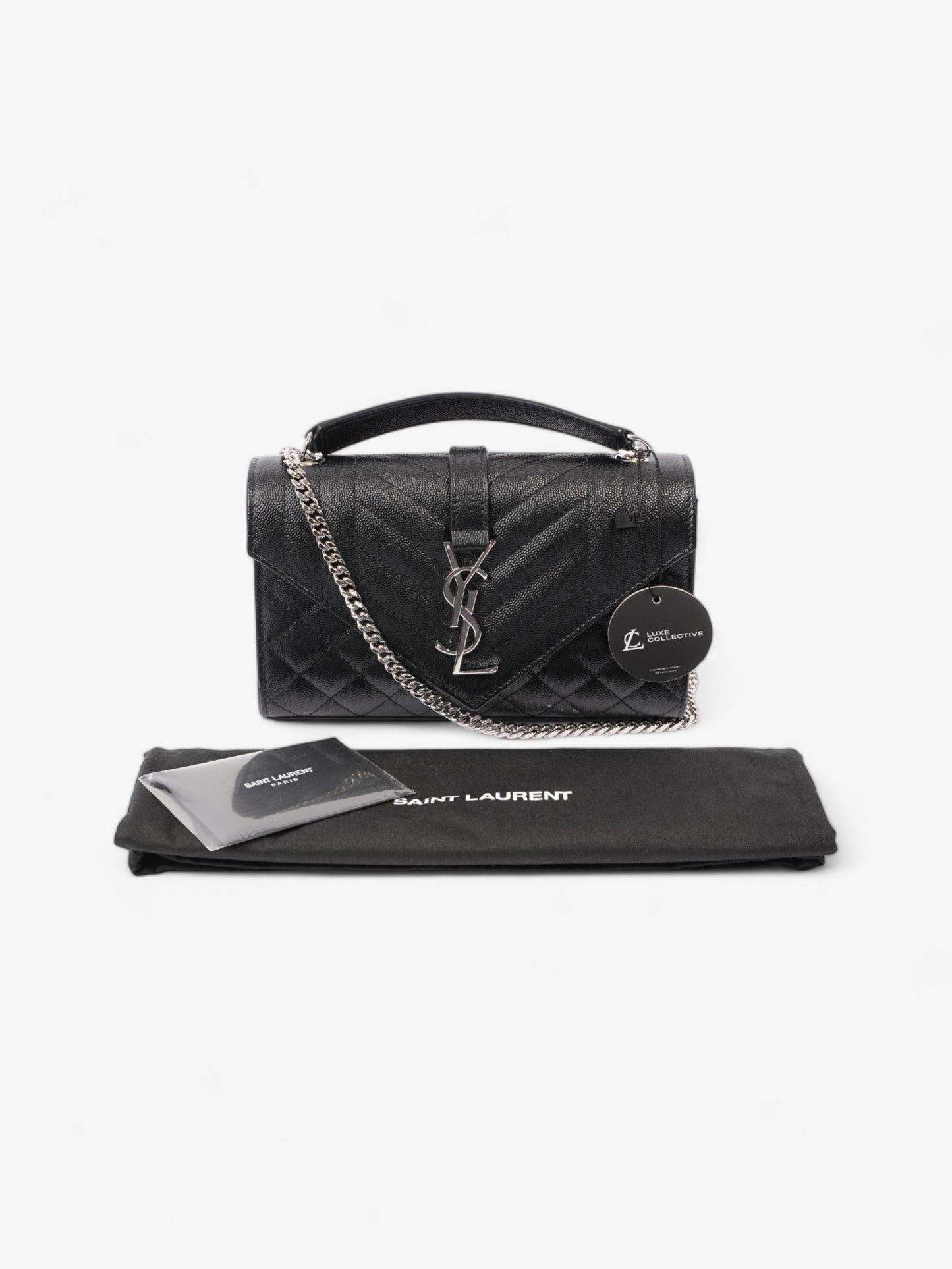 Saint Laurent Envelope Small Black Matelasse Leather