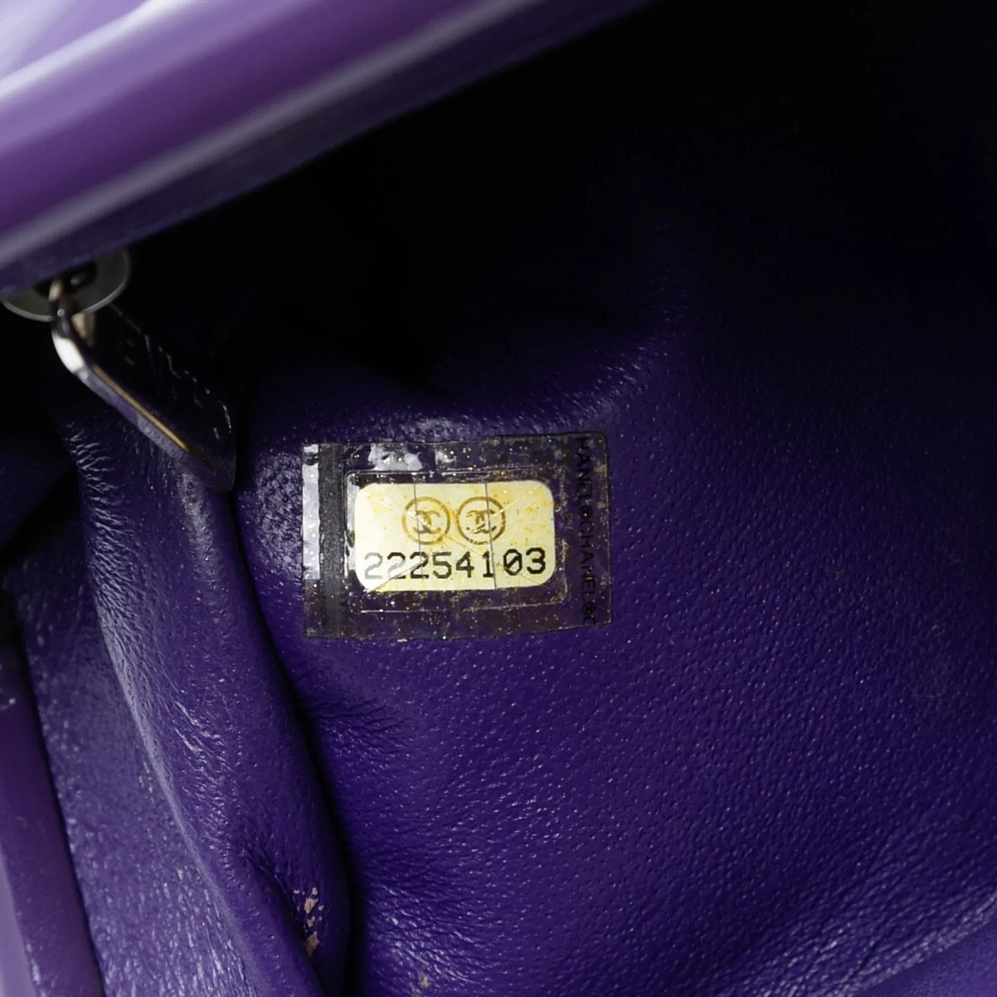 Purple Chanel CC Quilted Patent Kiss Lock Clutch