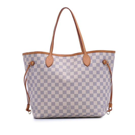 White Louis Vuitton Damier Azur Neverfull MM Tote Bag