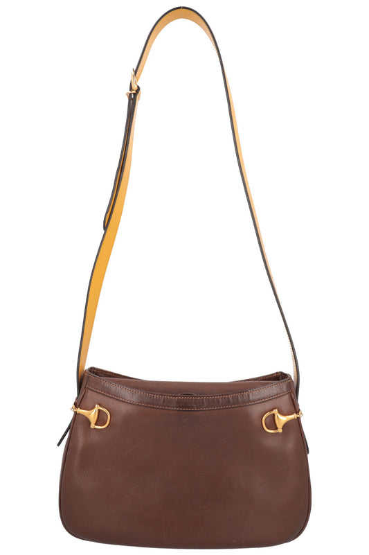 GUCCI Horsebit Crossbody Bag Brown Yellow