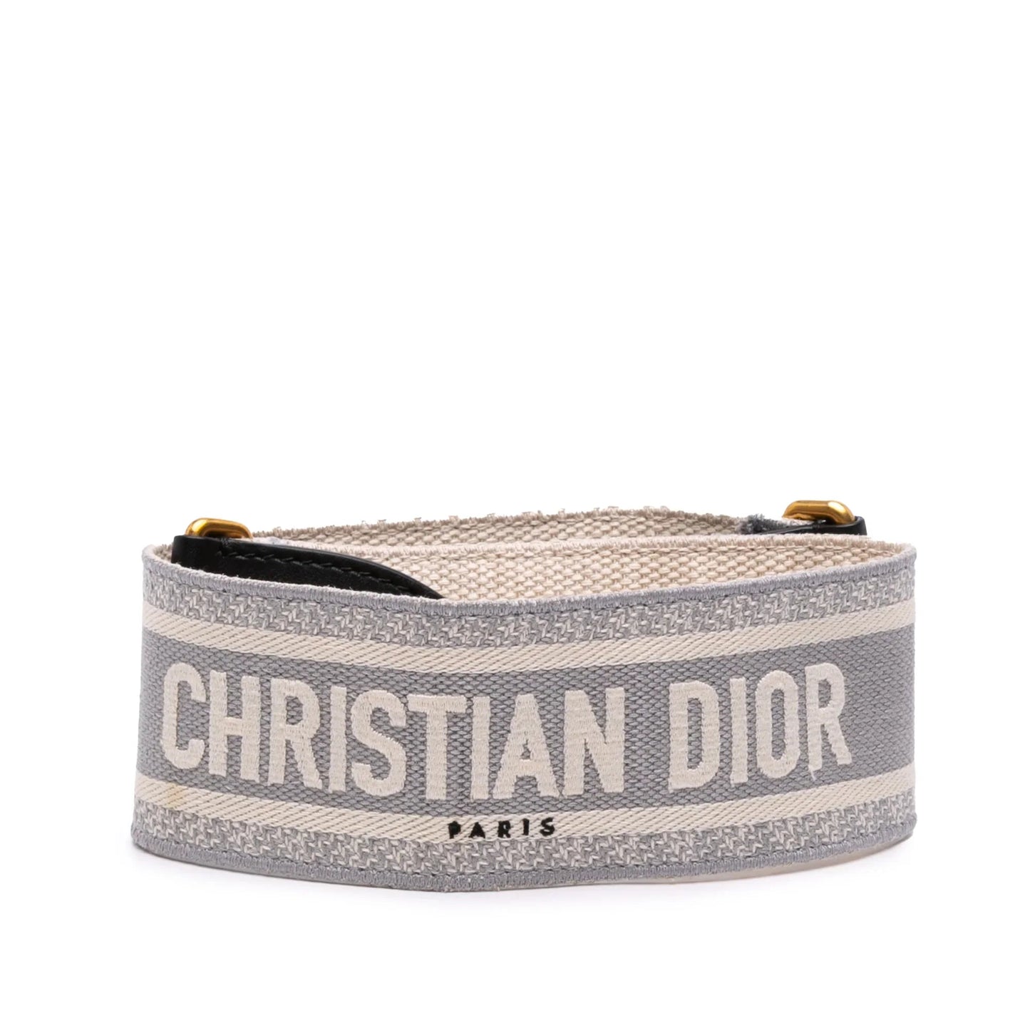 Gray Dior Embroidered Canvas Logo Bag Strap