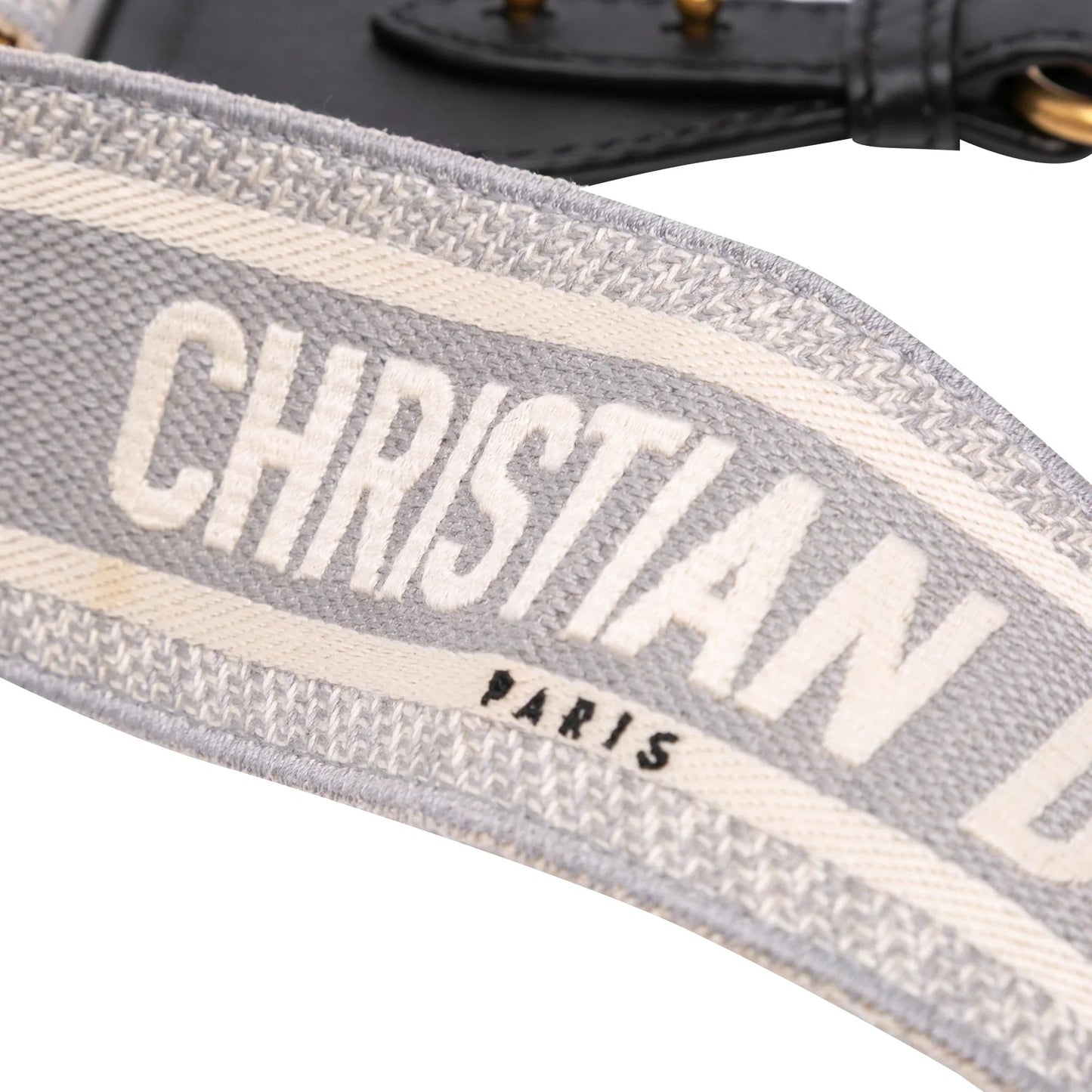 Gray Dior Embroidered Canvas Logo Bag Strap