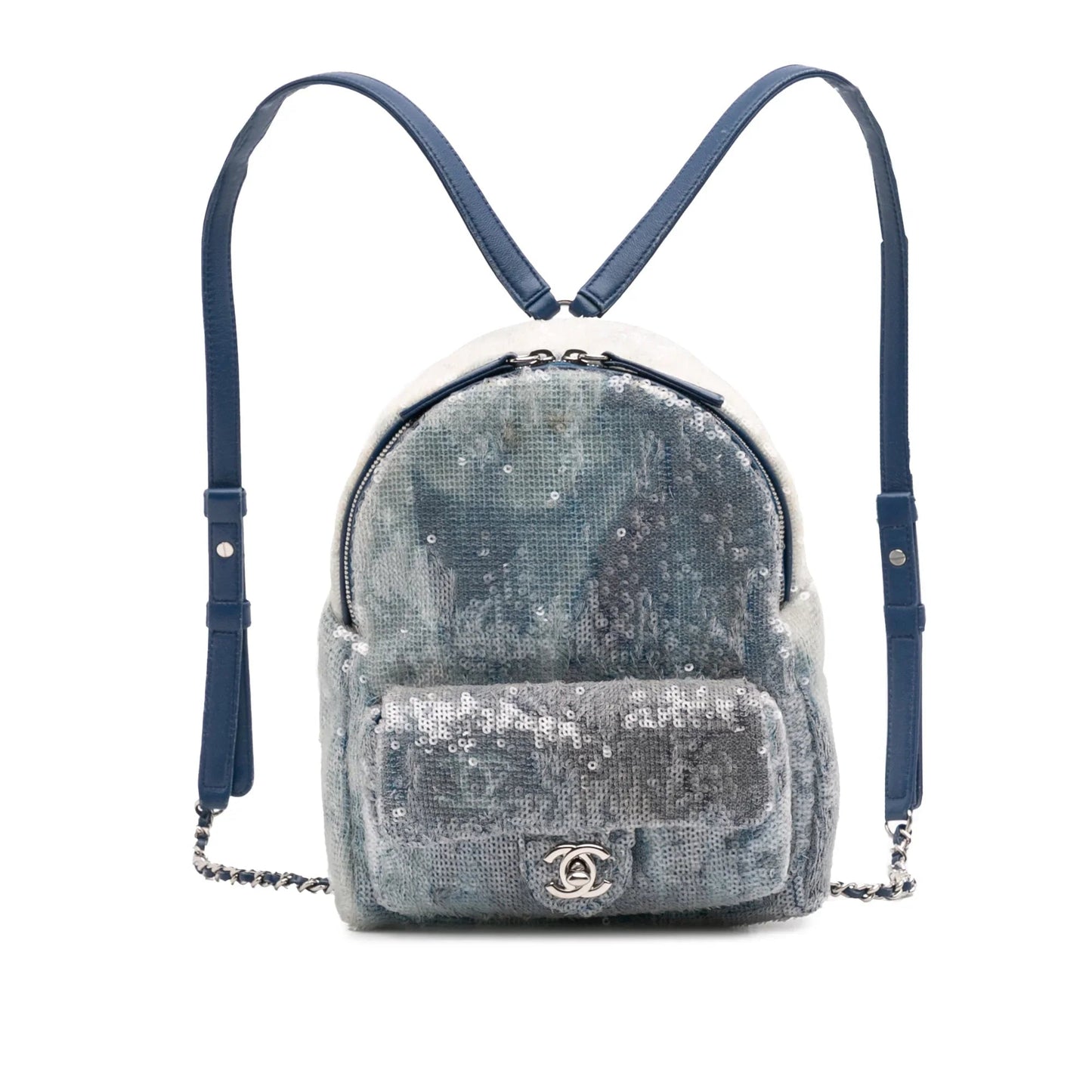 Blue Chanel Sequin Waterfall Backpack