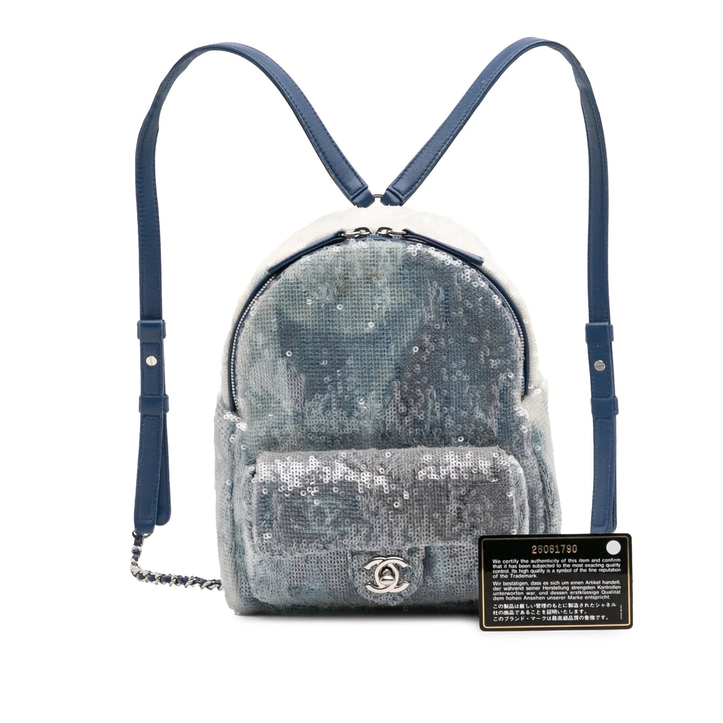 Blue Chanel Sequin Waterfall Backpack