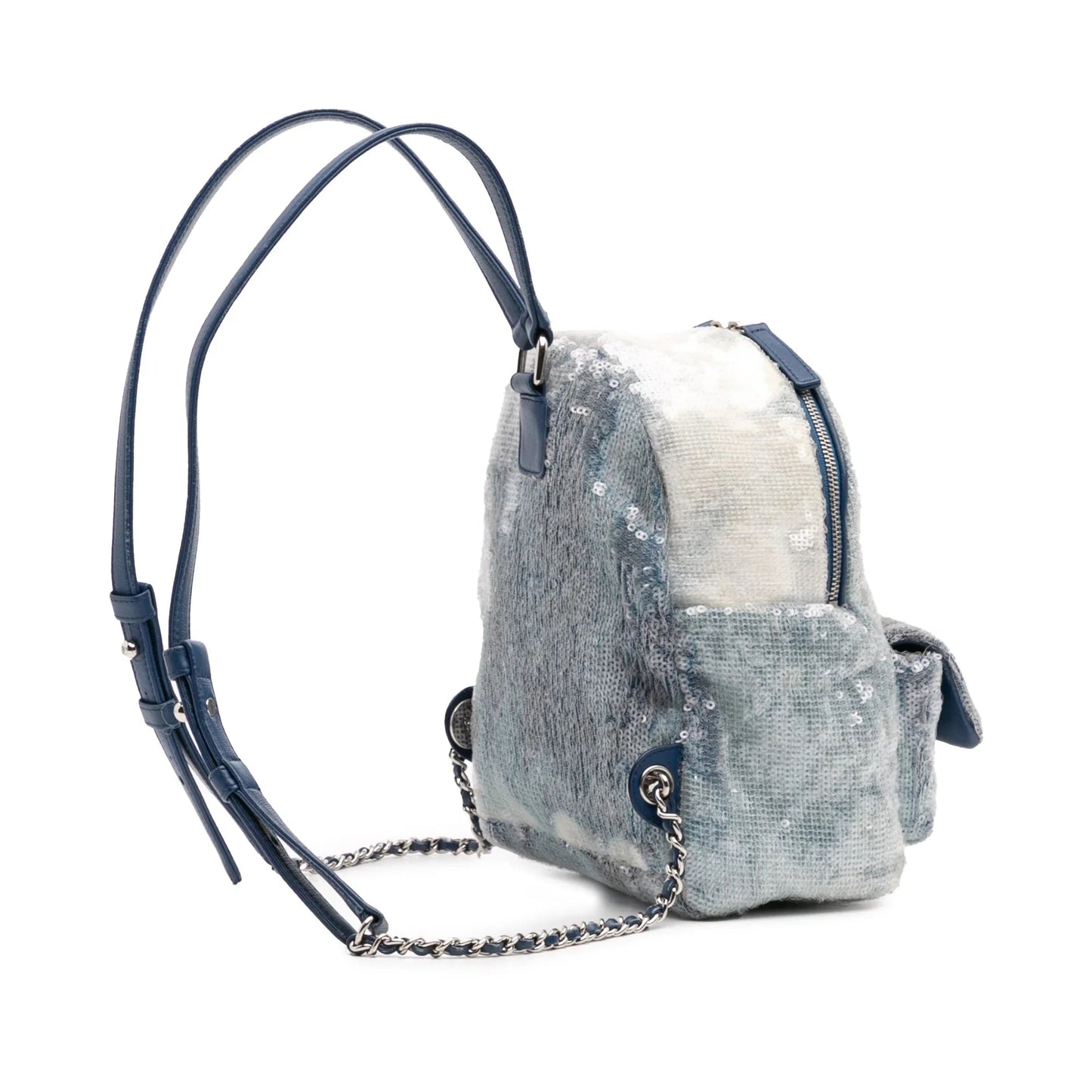 Blue Chanel Sequin Waterfall Backpack