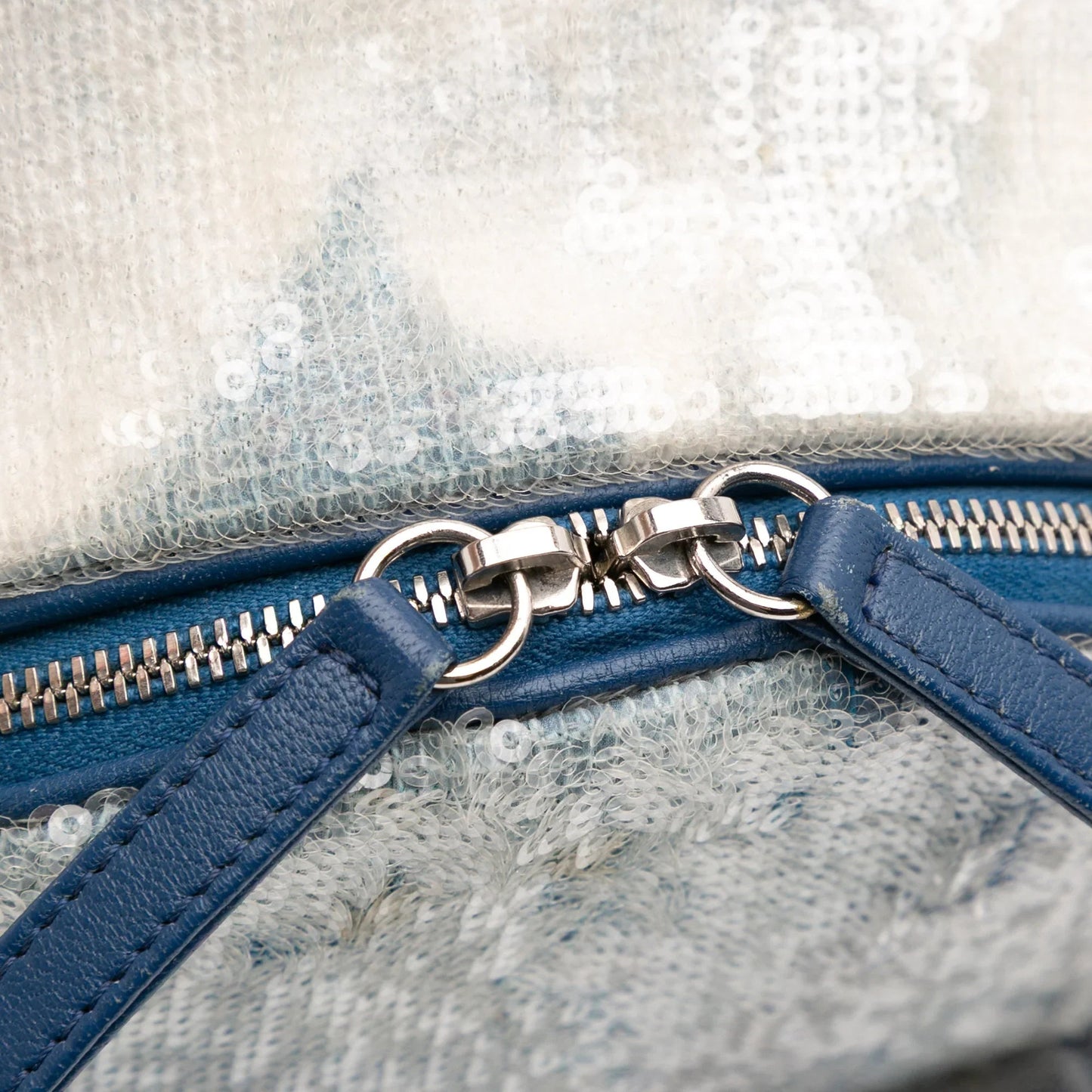 Blue Chanel Sequin Waterfall Backpack