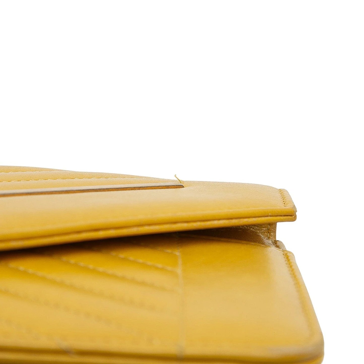 Yellow Chanel Small Reversed Chevron Lambskin Flap Crossbody Bag