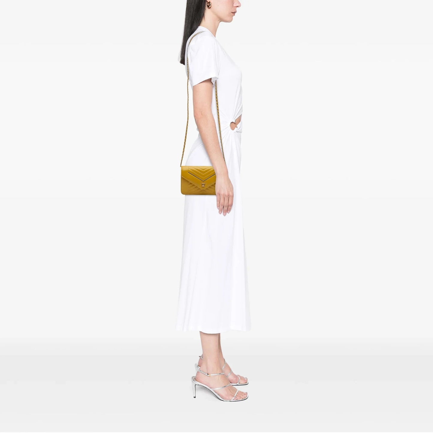 Yellow Chanel Small Reversed Chevron Lambskin Flap Crossbody Bag