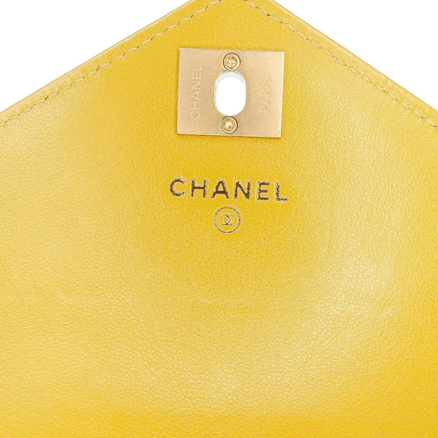 Yellow Chanel Small Reversed Chevron Lambskin Flap Crossbody Bag