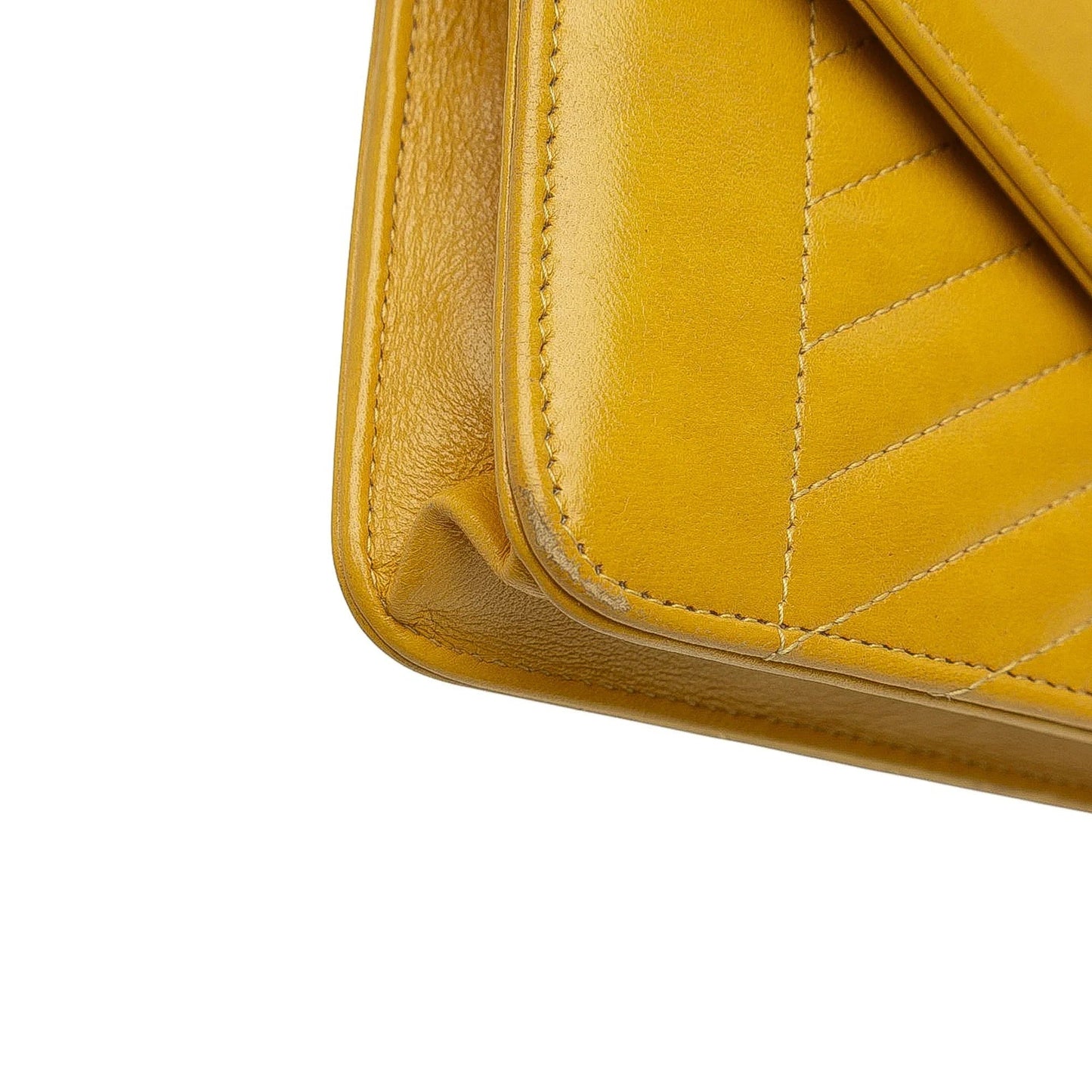 Yellow Chanel Small Reversed Chevron Lambskin Flap Crossbody Bag