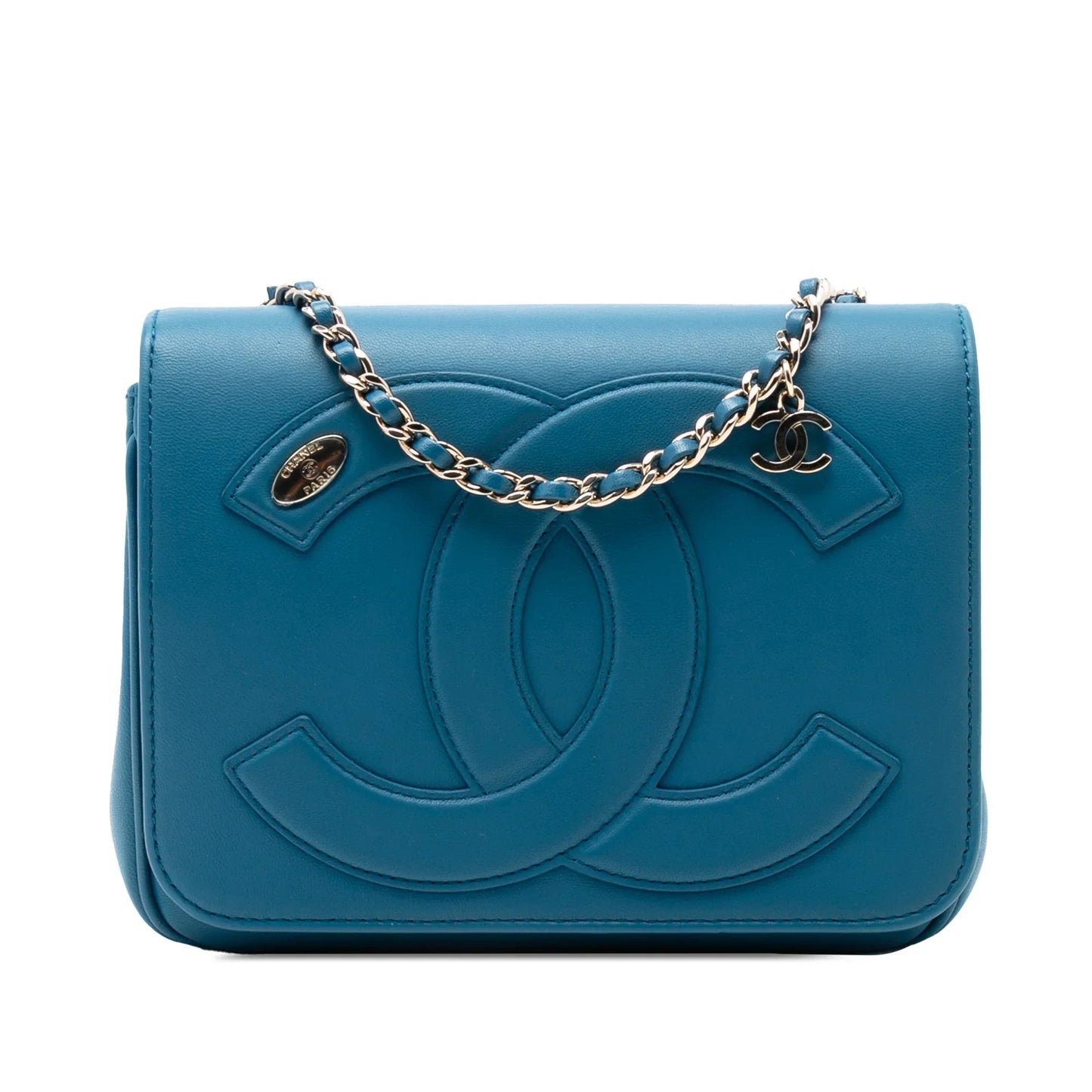 Blue Chanel Lambskin CC Mania Flap Crossbody Bag