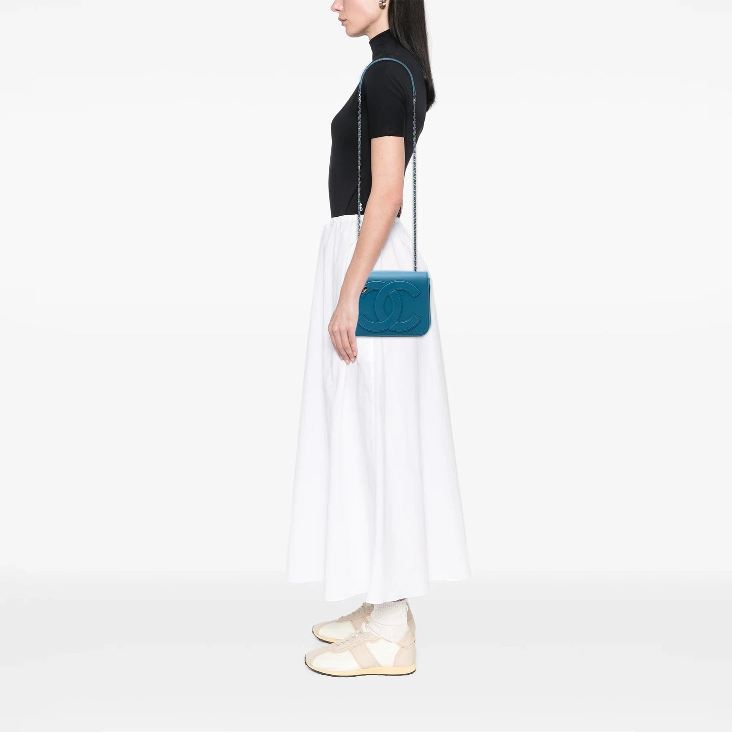 Blue Chanel Lambskin CC Mania Flap Crossbody Bag