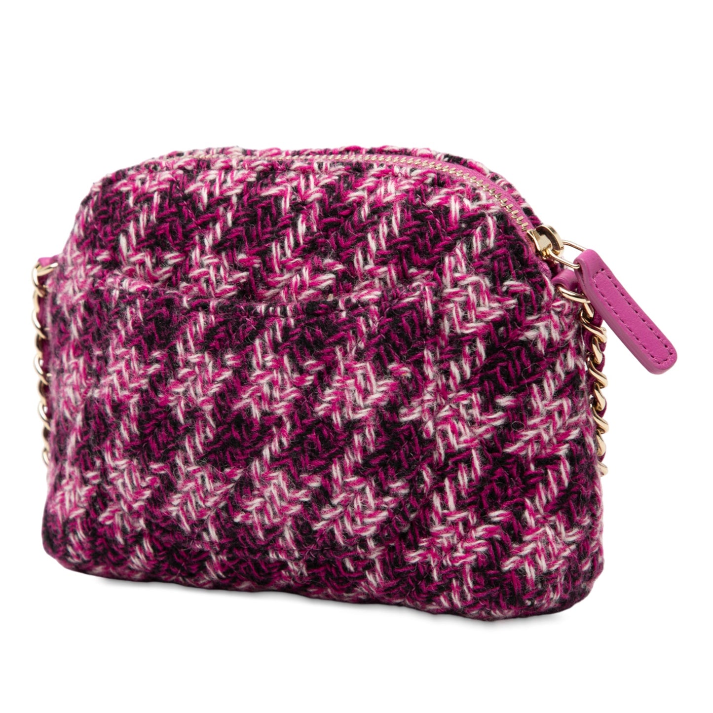 Purple Chanel CC Tweed Houndstooth Clutch On Chain Crossbody Bag