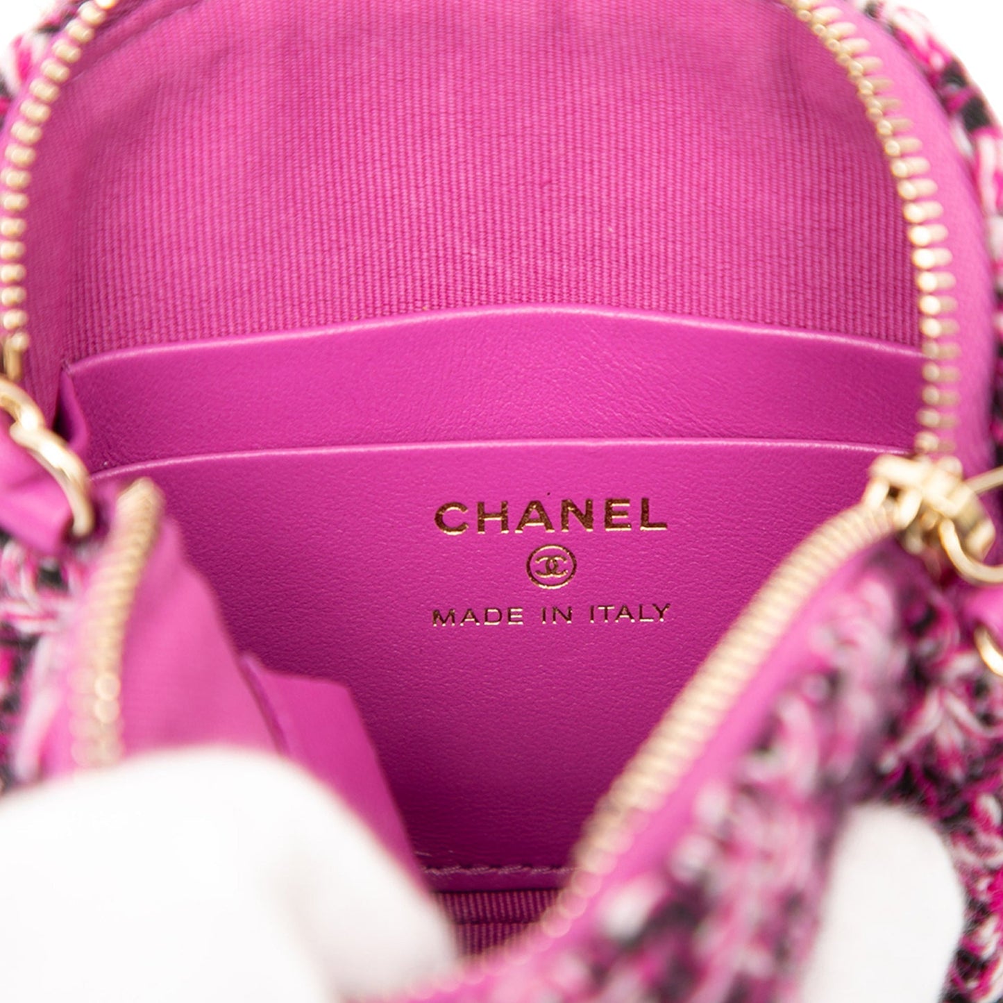 Purple Chanel CC Tweed Houndstooth Clutch On Chain Crossbody Bag