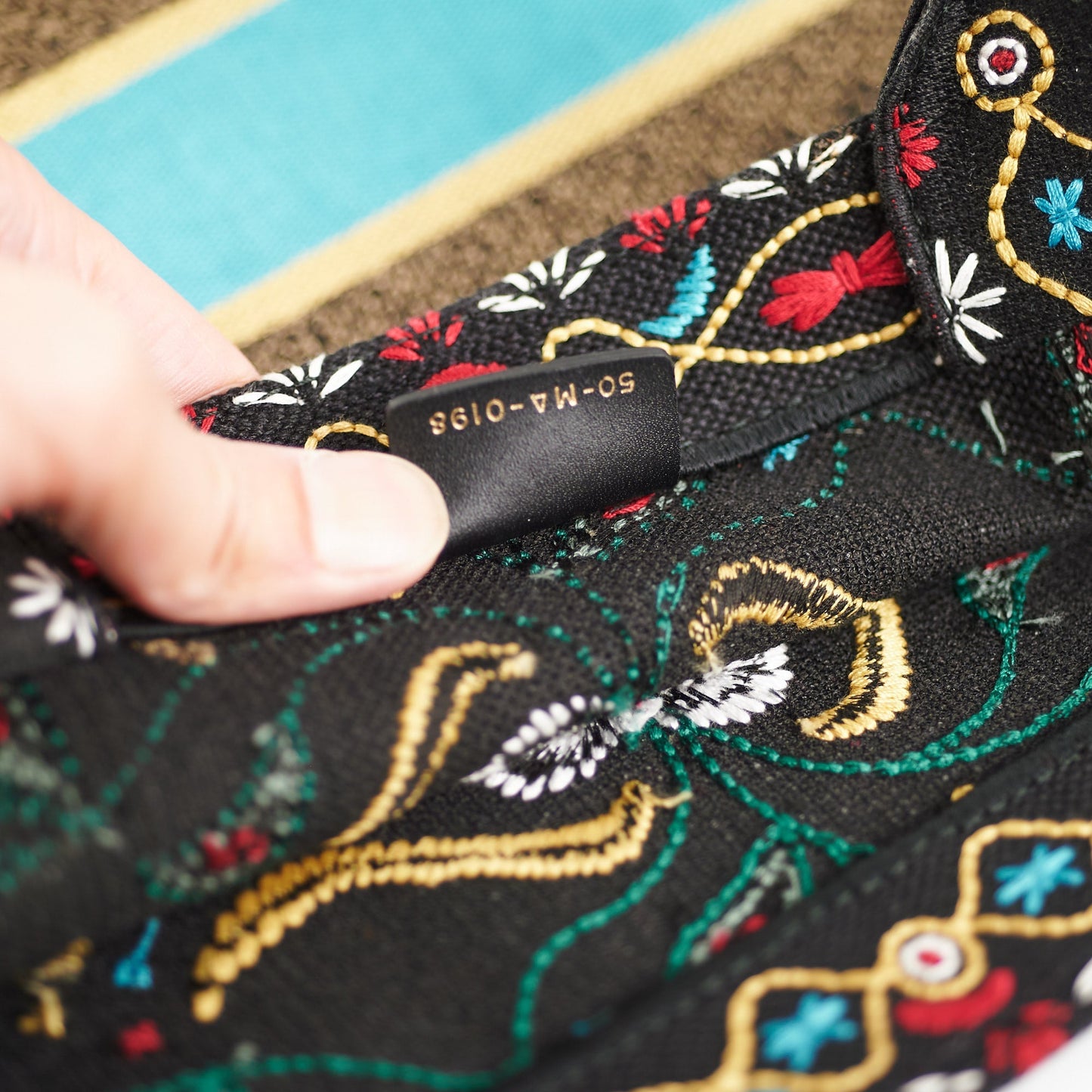 Christian Dior Large Black Multicolour Embroidery Book Tote