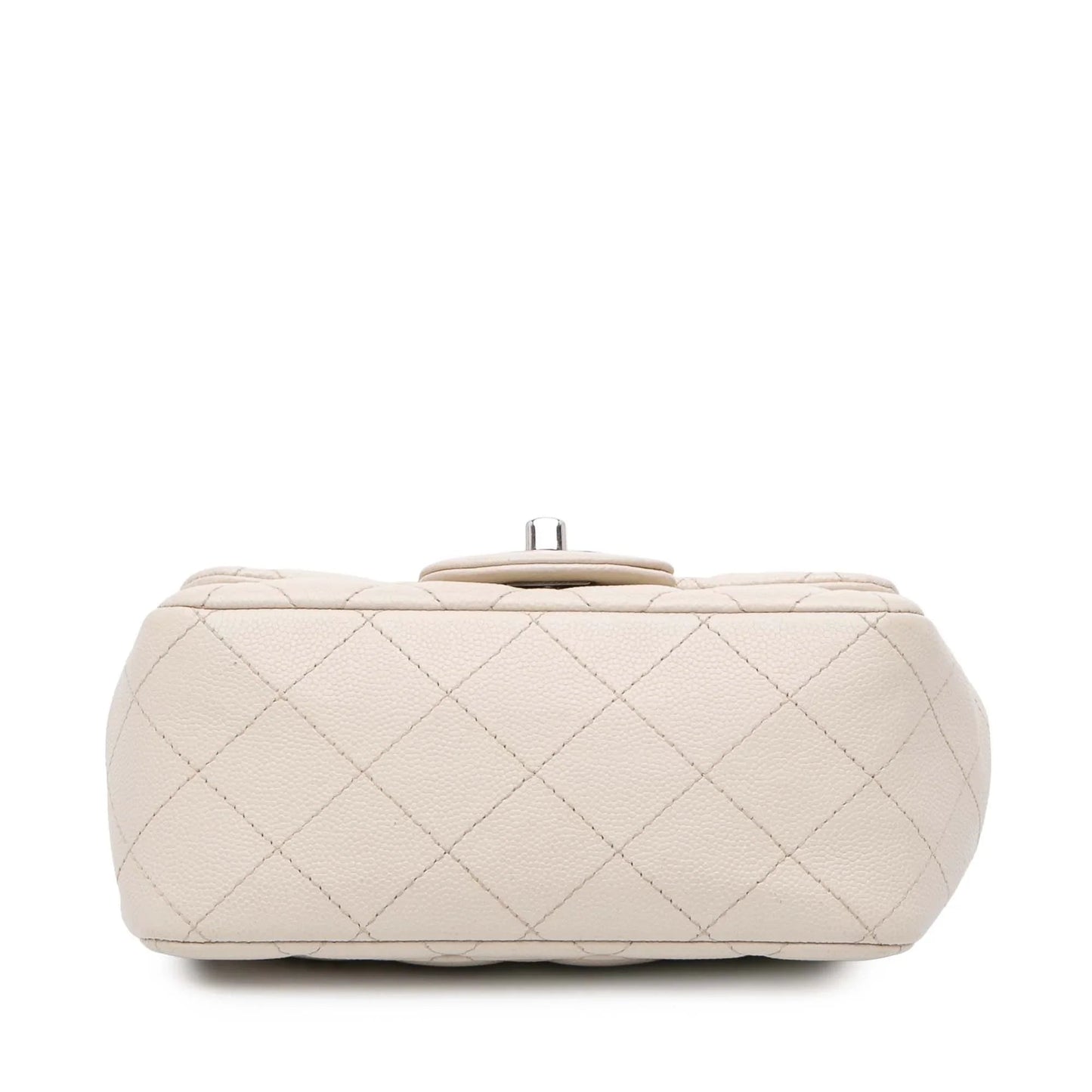 White Chanel Mini Square Classic Caviar Single Flap Crossbody Bag