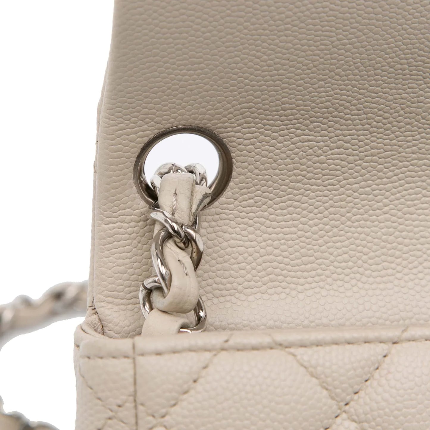 White Chanel Mini Square Classic Caviar Single Flap Crossbody Bag