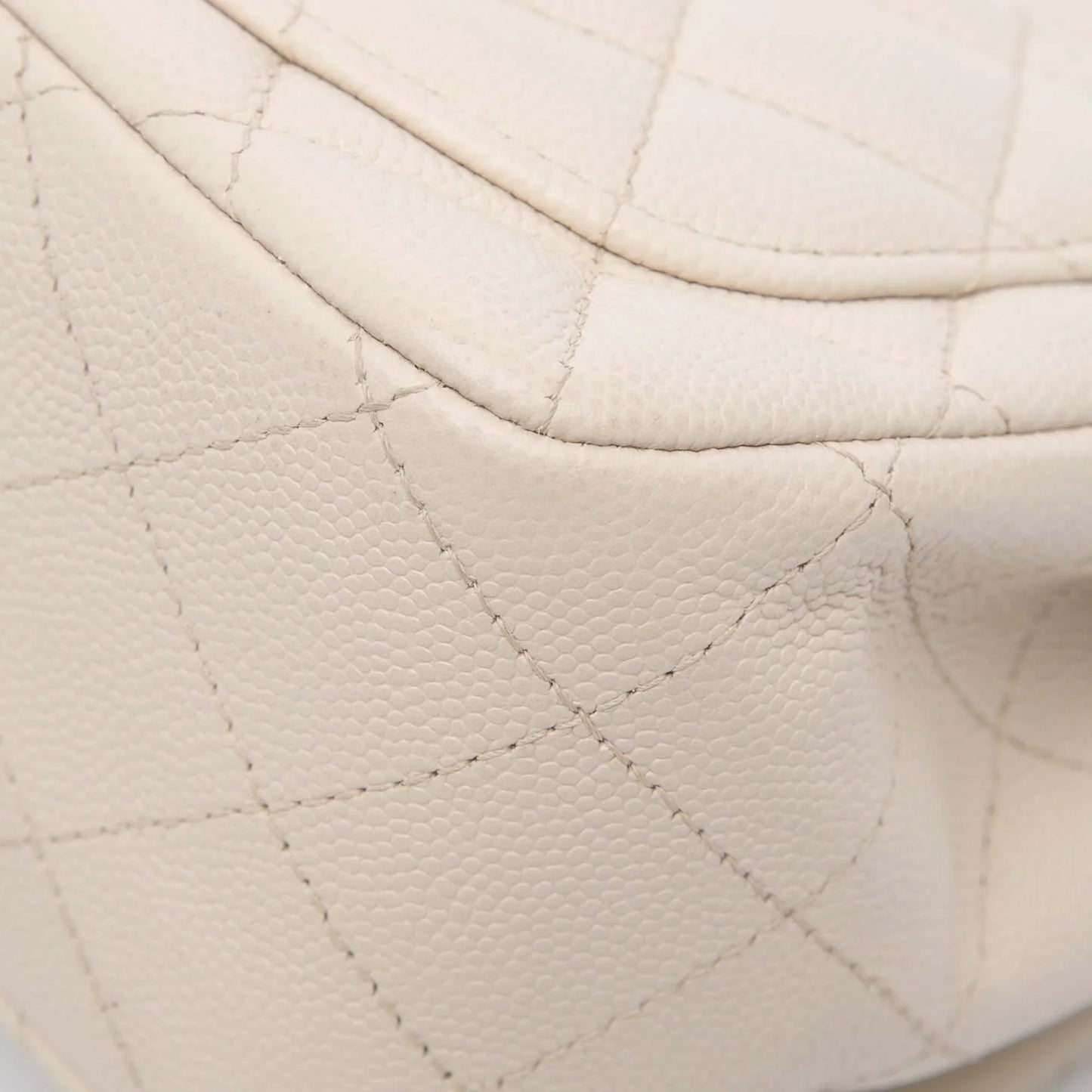 White Chanel Mini Square Classic Caviar Single Flap Crossbody Bag