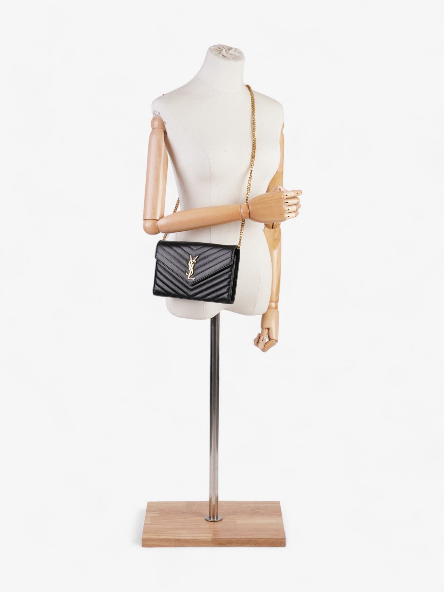 Saint Laurent Cassandre Envelope  Black Grained Leather