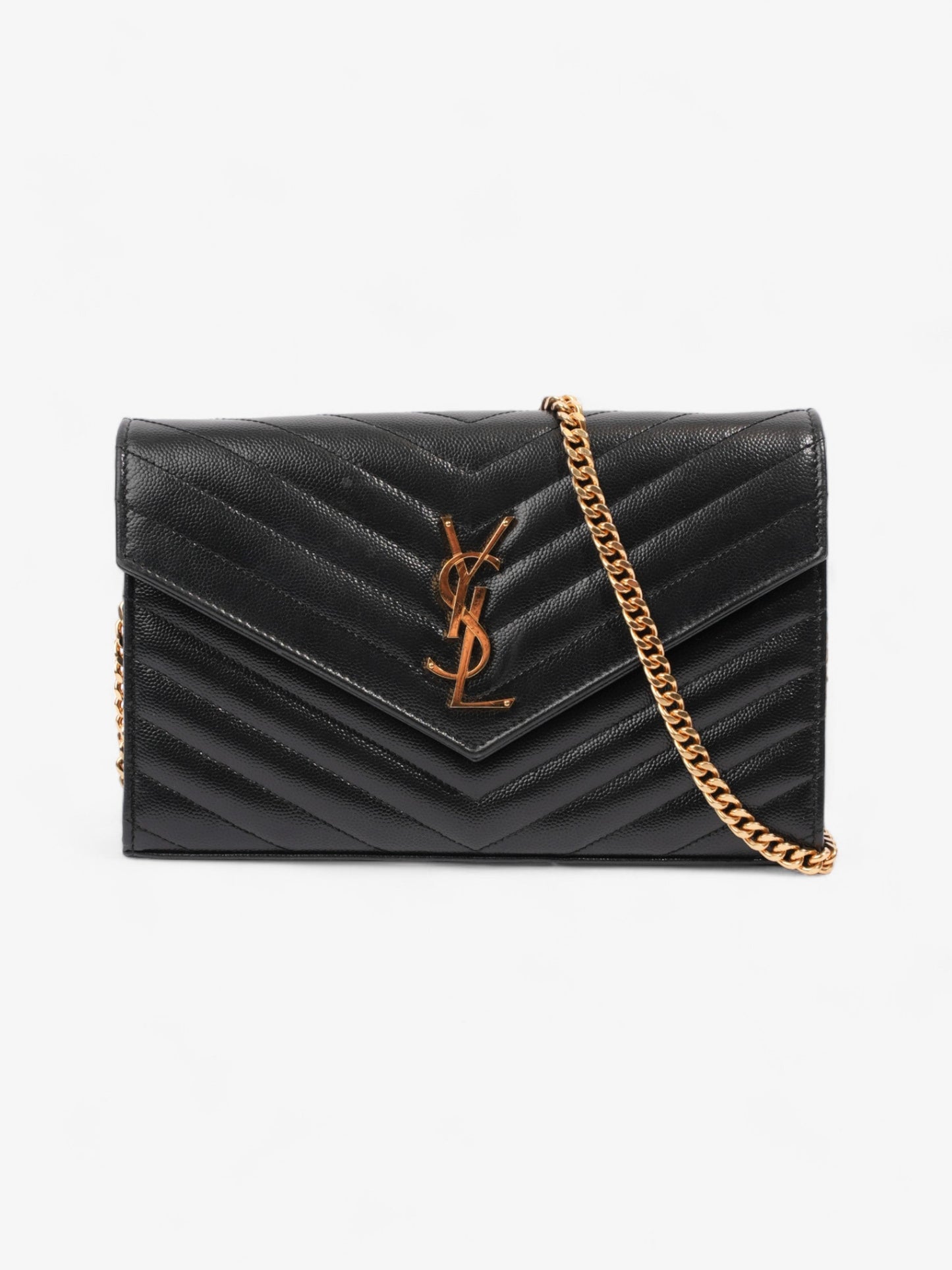 Saint Laurent Cassandre Envelope  Black Grained Leather