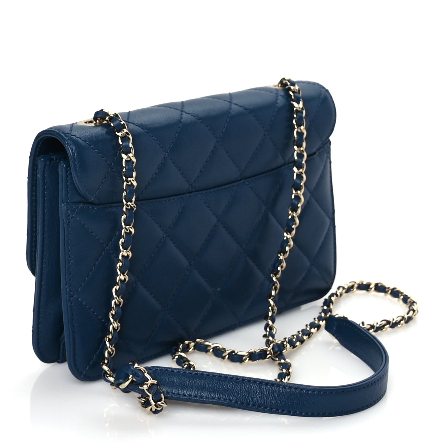 Chanel Sheepskin Quilted Mini   Beauty Lock Flap Blue