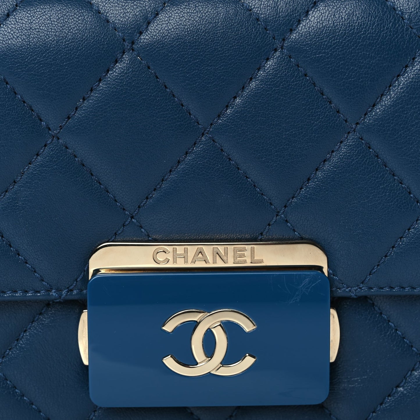 Chanel Sheepskin Quilted Mini   Beauty Lock Flap Blue