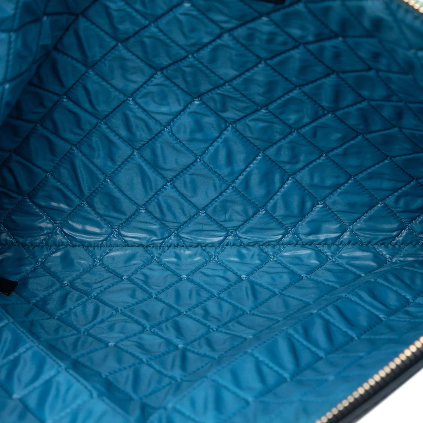 Blue Chanel Large Lambskin Colorblock Patchwork O Case Clutch Bag