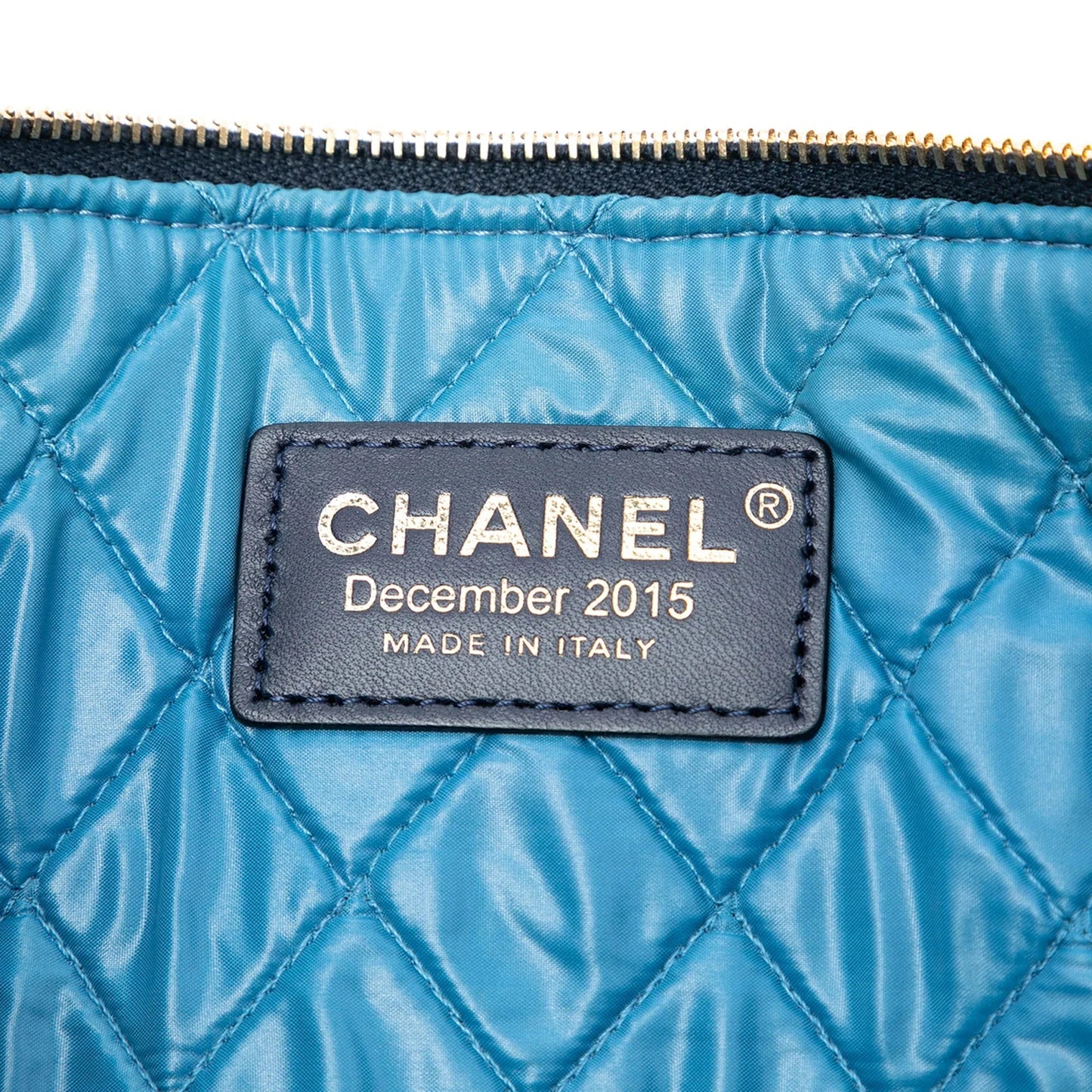 Blue Chanel Large Lambskin Colorblock Patchwork O Case Clutch Bag