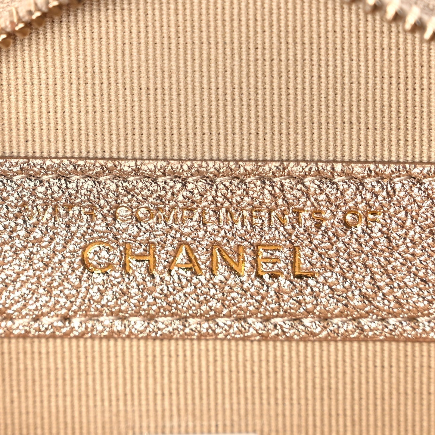 Chanel Metallic Lambskin Quilted Round Clip On Coin Purse Airpods Case Gold