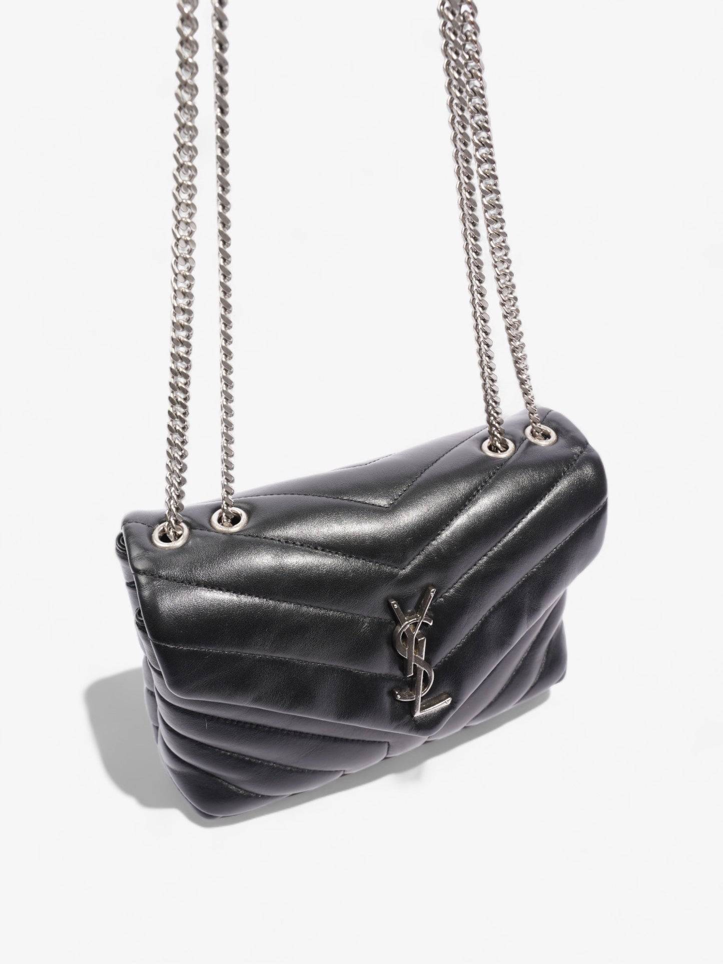 Saint Laurent Lou Lou Black Calfskin Leather Small