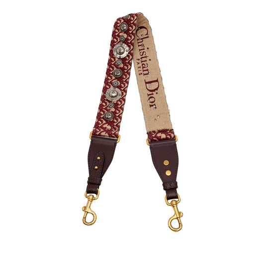 Red Dior Studded Oblique Canvas Bag Strap
