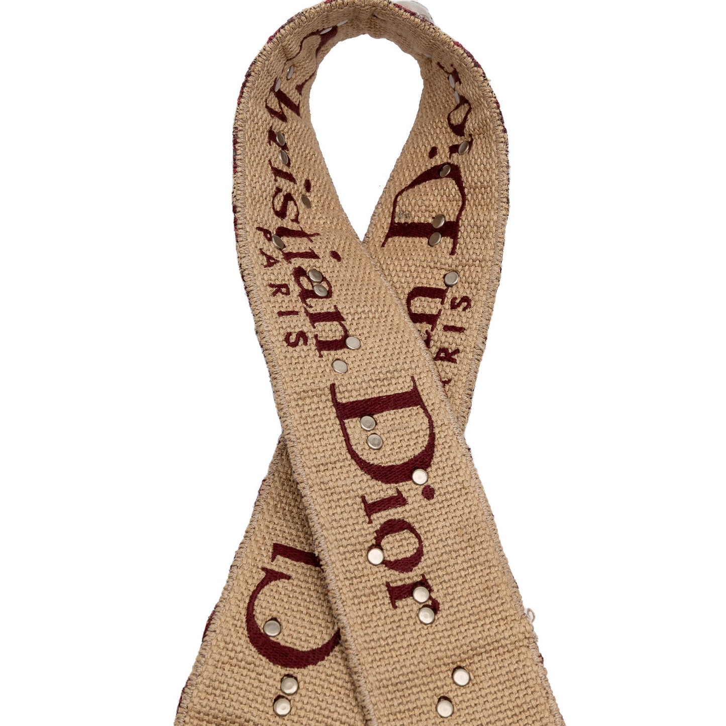 Red Dior Studded Oblique Canvas Bag Strap