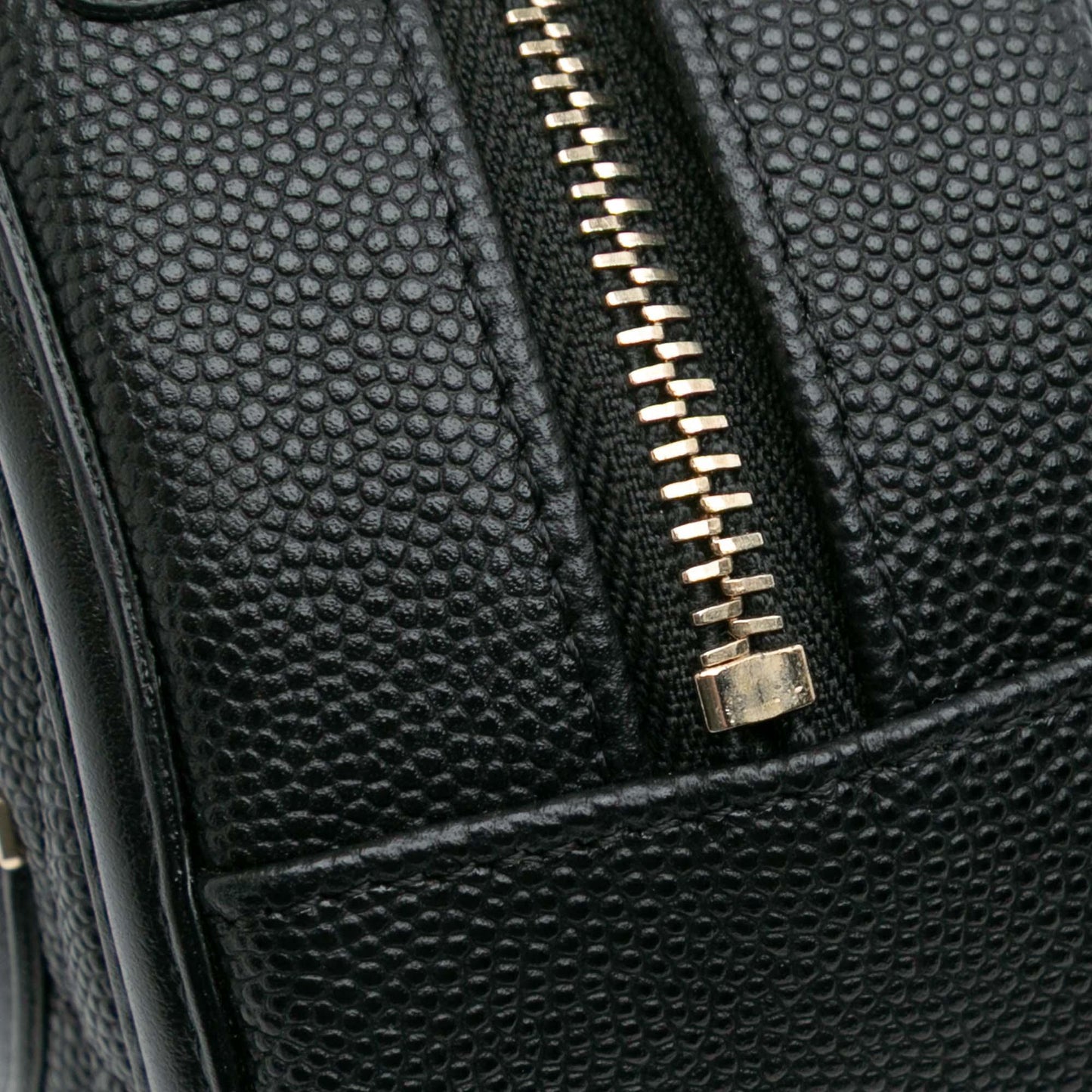 Black Chanel Caviar CC Filigree Round Clutch with Chain Crossbody Bag