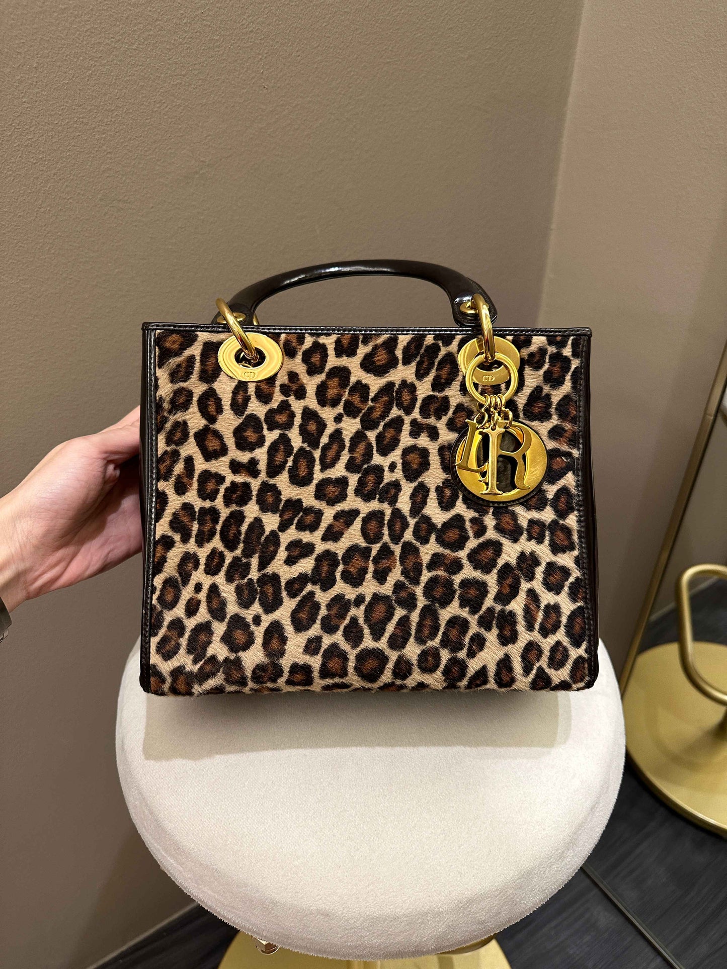 Dior   Classic Lady Dior Black Patent / Brown Pony