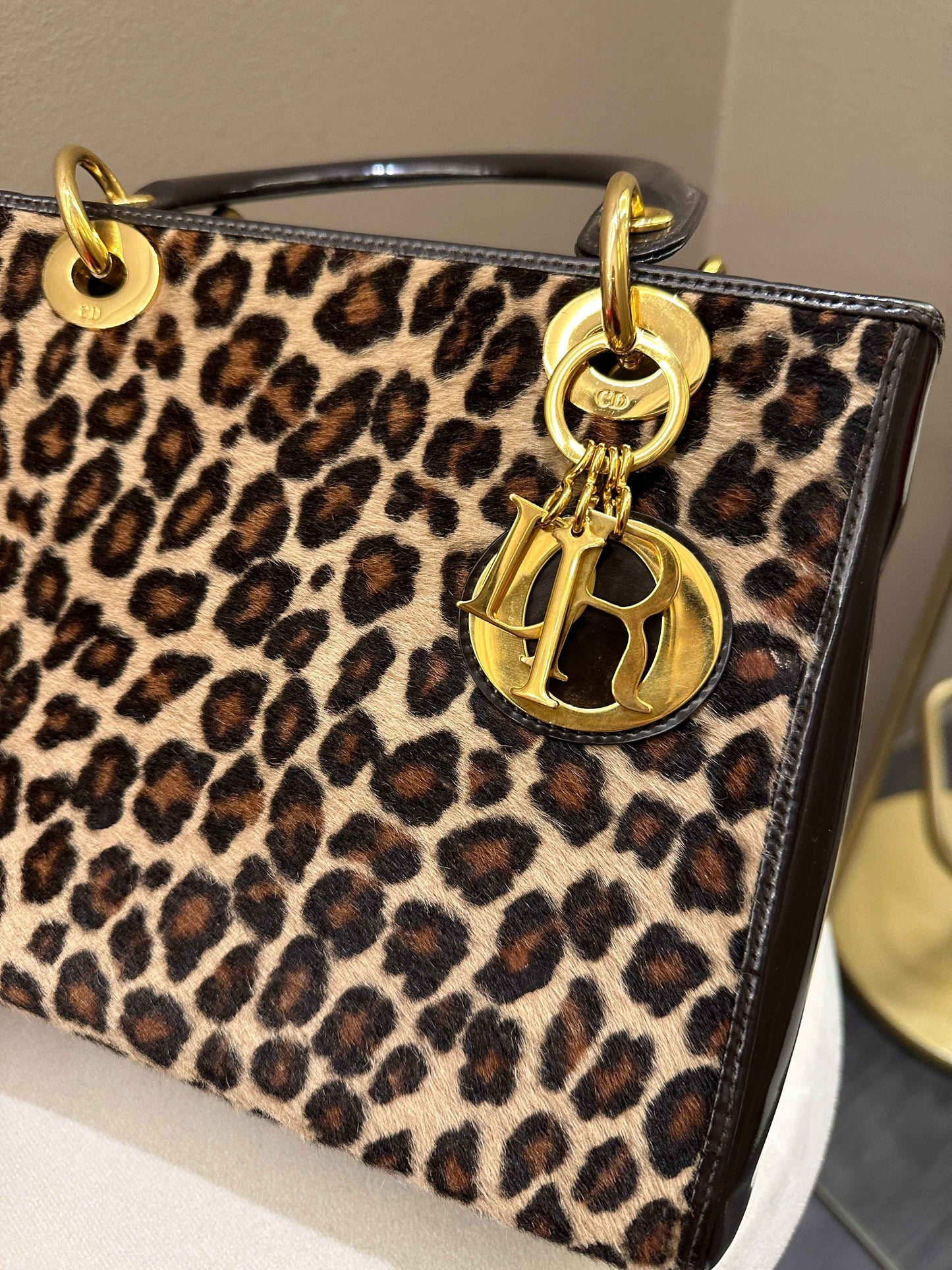 Dior   Classic Lady Dior Black Patent / Brown Pony