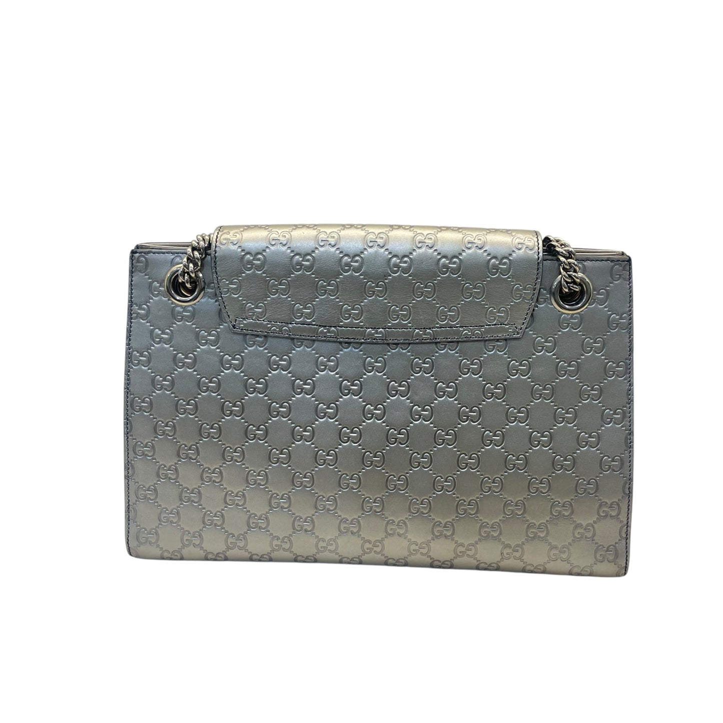 Gucci Beige Metallic Guccissima Leather Large Emily Chain Shoulder Bag