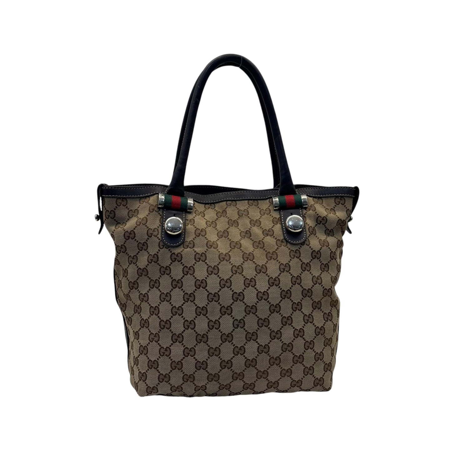 Gucci Tote Bag Canvas Leather Sherry Line