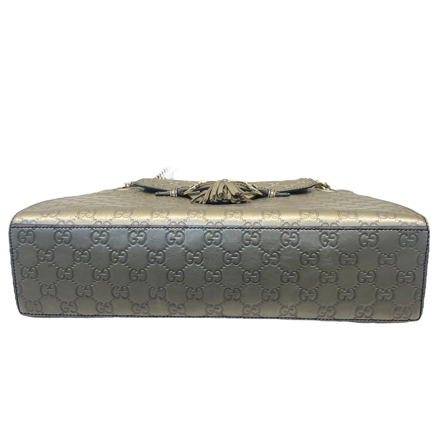 Gucci Beige Metallic Guccissima Leather Large Emily Chain Shoulder Bag