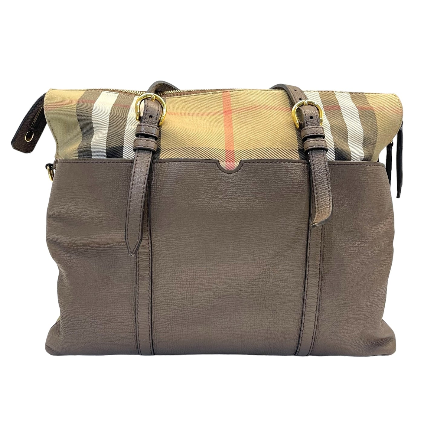 Burberry Mason Ho  Check Canvas And Leather Diaper Tote Bag