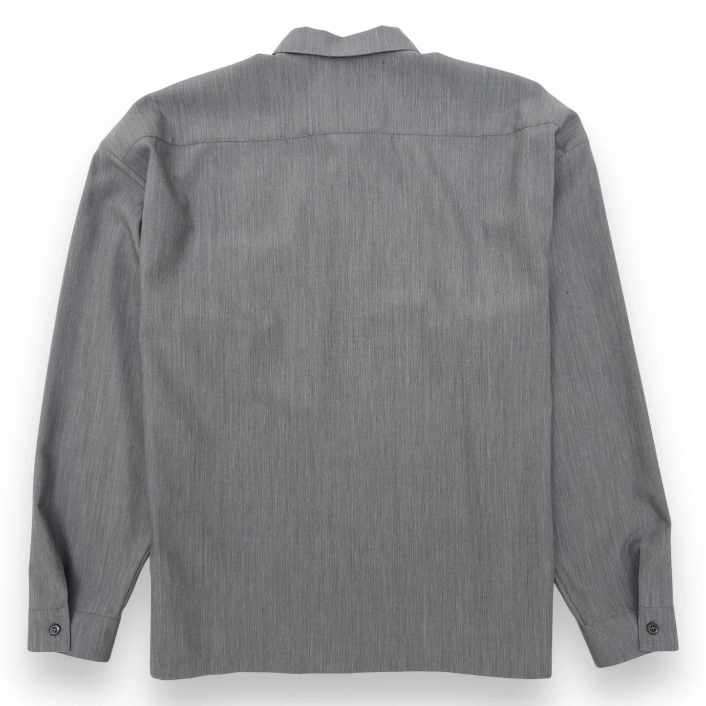 PRADA TRIANGLE-LOGO ZIP-UP SHIRT GREY XL