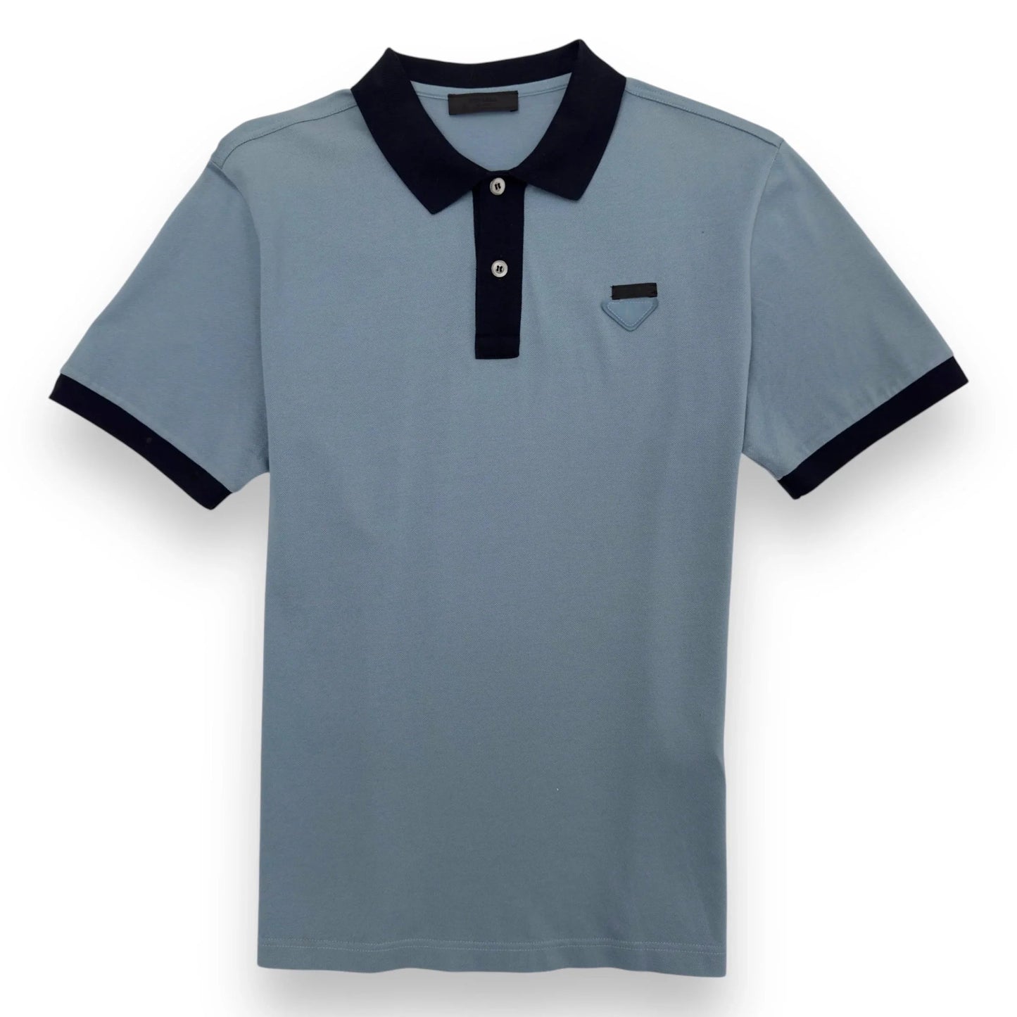 PRADA CHEST LOGO POLO SHIRT BLUE / BLACK M