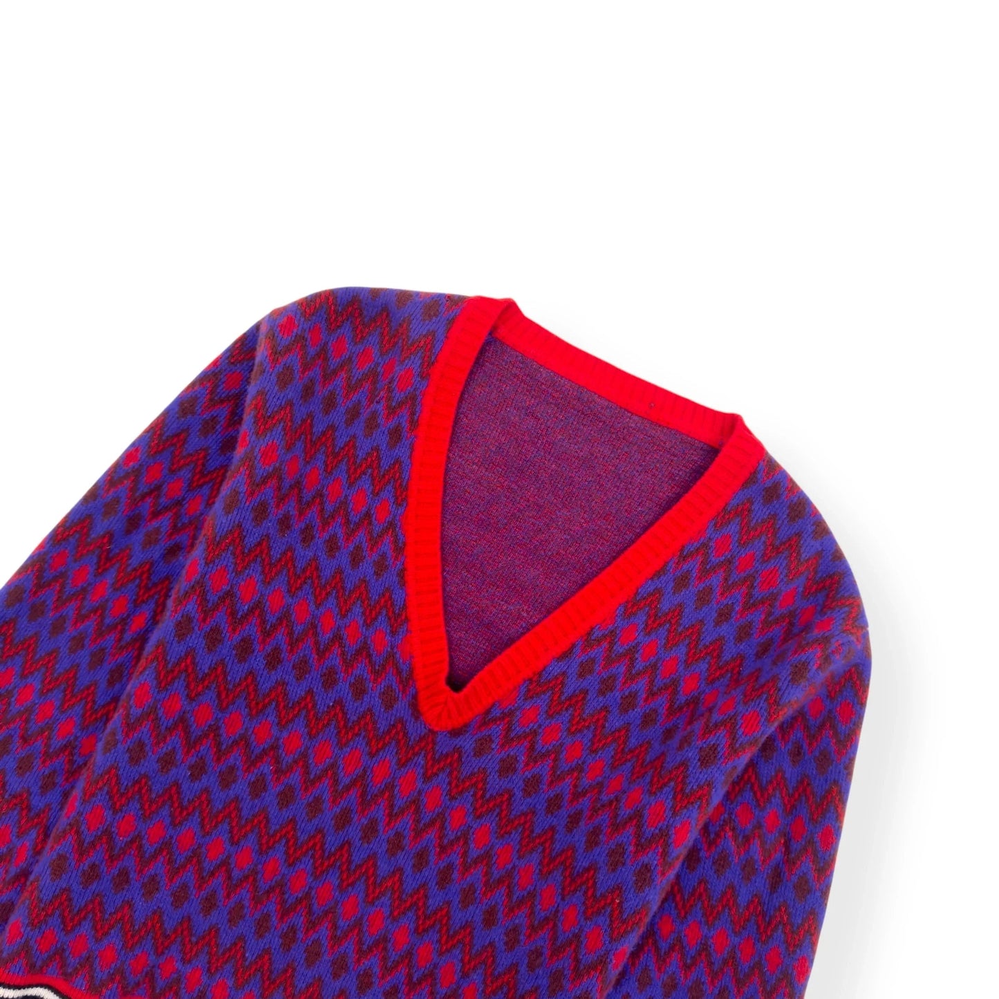 PRADA FW18 WOOL V-NECK SWEATER BURGUNDY / PURPLE 50 / L