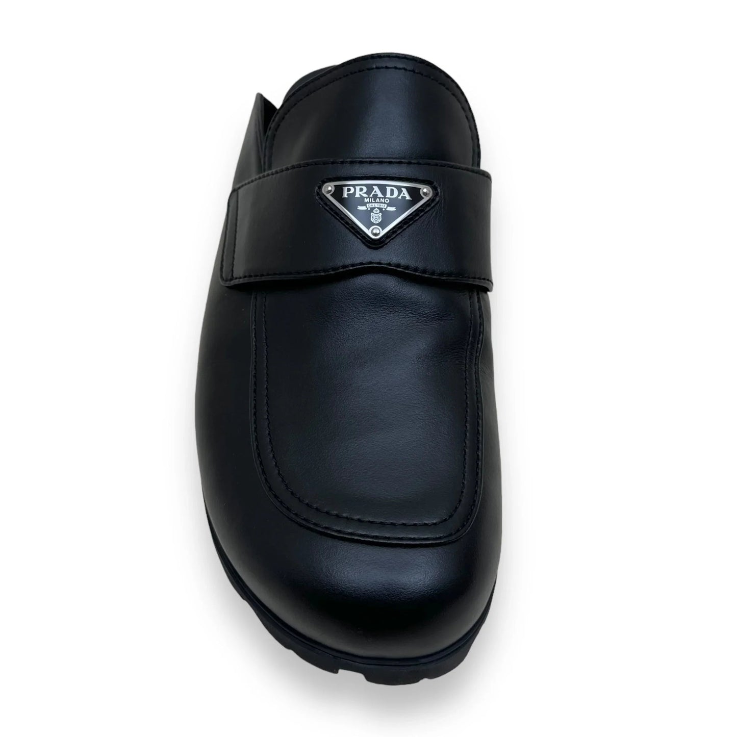 PRADA SOFT PADDED NAPPA LEATHER SABOTS BLACK UK12