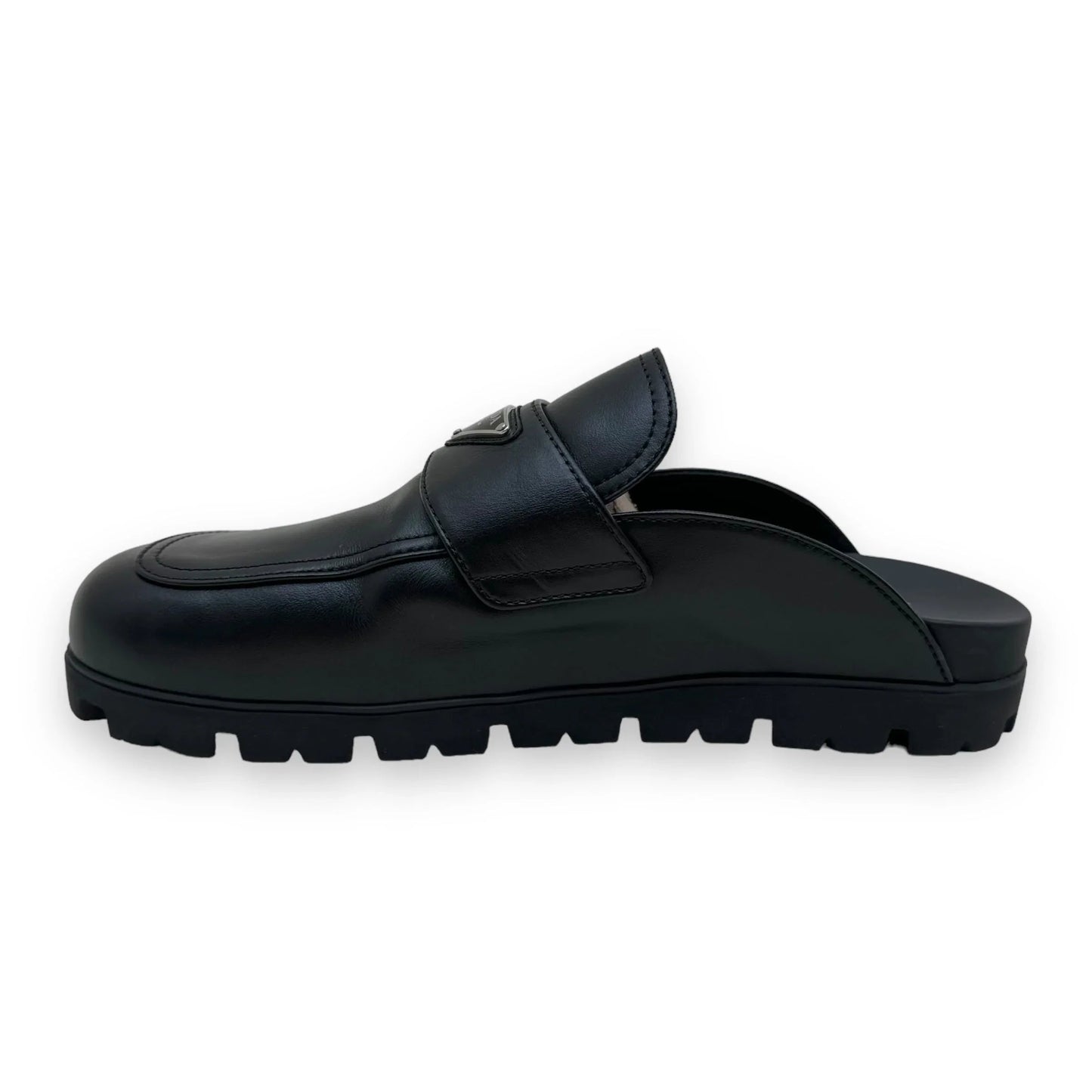 PRADA SOFT PADDED NAPPA LEATHER SABOTS BLACK UK12