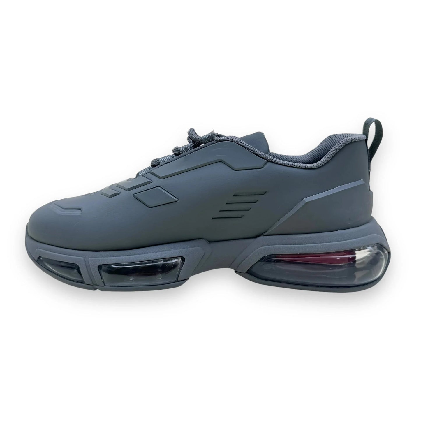 PRADA COLLISION 19LR TECHNICAL FABRIC LOW TOP SNEAKER GREY UK9