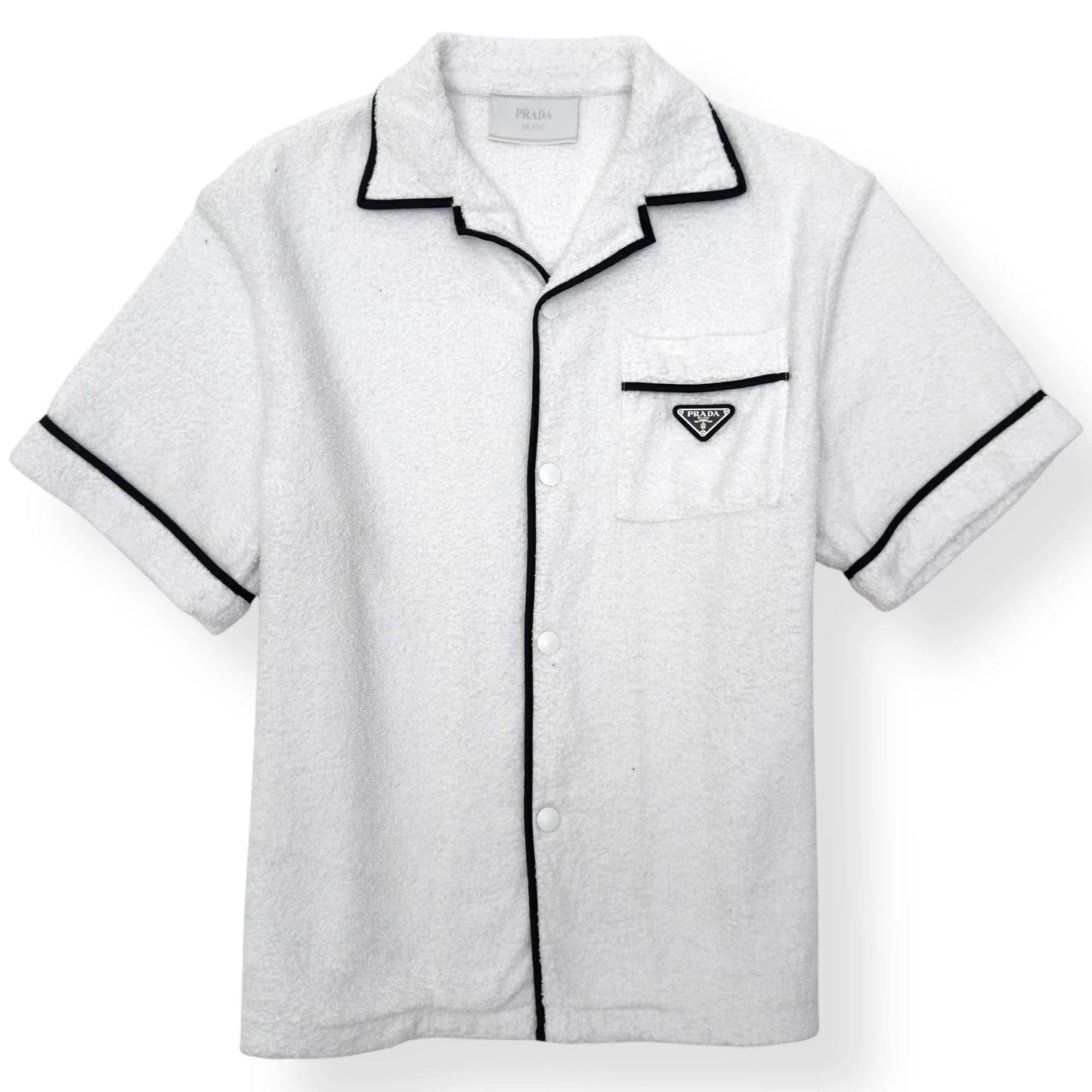 PRADA COTTON BOWLING SHIRT WHITE / BLACK M