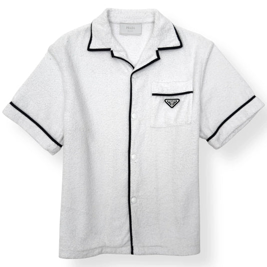 PRADA COTTON BOWLING SHIRT WHITE / BLACK M
